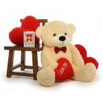 3.5 feet big light brown teddy bear with red I Love You Heart